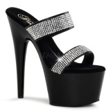 Negro 18 cm ADORE-702-2 Mules Tacn Alto Piedras Strass