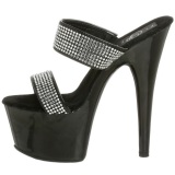 Negro 18 cm ADORE-702-2 Mules Tacn Alto Piedras Strass