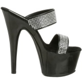 Negro 18 cm ADORE-702-2 Mules Tacn Alto Piedras Strass