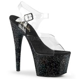 Negro 18 cm ADORE-708MG brillo plataforma sandalias de tacn alto