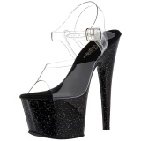 Negro 18 cm ADORE-708MG brillo plataforma sandalias de tacn alto