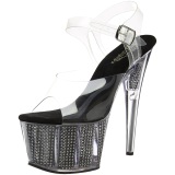 Negro 18 cm ADORE-708SRS Sandalias Mujer Plataforma Strass