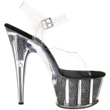 Negro 18 cm ADORE-708SRS Sandalias Mujer Plataforma Strass