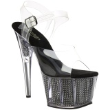 Negro 18 cm ADORE-708SRS Sandalias Mujer Plataforma Strass