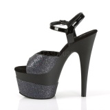 Negro 18 cm ADORE-709-2G brillo plataforma sandalias de tacn alto