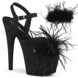 Negro 18 cm ADORE-709F sandalias de tacn con plumas pole dance