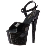 Negro 18 cm ADORE-709MG brillo plataforma sandalias de tacn alto