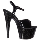 Negro 18 cm ADORE-709MG brillo plataforma sandalias de tacn alto