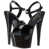 Negro 18 cm ADORE-709MG brillo plataforma sandalias de tacn alto