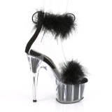 Negro 18 cm ADORE-724F sandalias de tacn con plumas pole dance