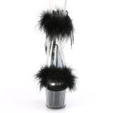 Negro 18 cm ADORE-724F sandalias de tacn con plumas pole dance