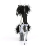 Negro 18 cm ADORE-724F sandalias de tacn con plumas pole dance