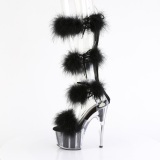 Negro 18 cm ADORE-728F sandalias de tacn con plumas pole dance