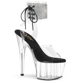 Negro 18 cm ADORE-791-2RS plataforma transparentes tacones con correa al tobillo