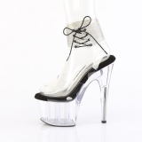 Negro 18 cm ADORE-791-2RS plataforma transparentes tacones con correa al tobillo