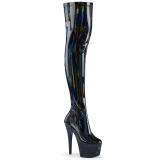 Negro 18 cm BEJ-3000-7 Holograma botas overknee plataforma