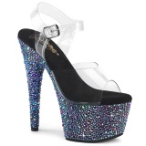 Negro 18 cm BEJEWELED-708MS Zapatos altos pole dance strass plataforma