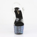 Negro 18 cm BEJEWELED-708MS Zapatos altos pole dance strass plataforma