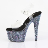 Negro 18 cm BEJEWELED-708MS Zapatos altos pole dance strass plataforma