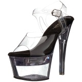 Negro 18 cm FLASHDANCE-708 sandalias stripper con luz LED