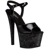 Negro 18 cm SKY-309MG Brillo Plataforma Tacones de Aguja