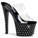 Negro 18 cm STARDUST-702 Mules Tacn Alto Piedras Strass