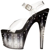 Negro 18 cm STARDUST-708T Acrilico Plataforma Sandalias Tacn Mujer