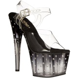 Negro 18 cm STARDUST-708T Acrilico Plataforma Sandalias Tacn Mujer