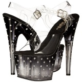 Negro 18 cm STARDUST-708T Acrilico Plataforma Sandalias Tacn Mujer