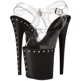 Negro 20 cm FLAMINGO-808ABLS Sandalias Mujer Plataforma Strass