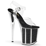 Negro 20 cm FLAMINGO-808G Brillo Plataforma Tacones de Aguja