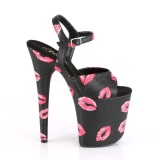 Negro 20 cm FLAMINGO-809KISSES tacn alto pleaser con plataforma