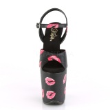 Negro 20 cm FLAMINGO-809KISSES tacn alto pleaser con plataforma