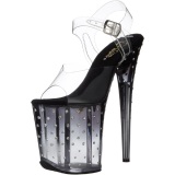 Negro 20 cm STARDUST-808T Acrilico Plataforma Sandalias Tacn Mujer