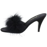 Negro 8 cm AMOUR-03 Tacn plumas de marabu Mules Calzado