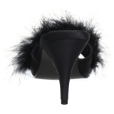 Negro 8 cm AMOUR-03 Tacn plumas de marabu Mules Calzado