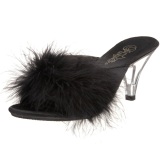 Negro 8 cm BELLE-301F Tacn plumas de marabu Mules Calzado