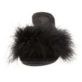 Negro 8 cm BELLE-301F Tacn plumas de marabu Mules Calzado