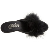 Negro 8 cm BELLE-301F Tacn plumas de marabu Mules Calzado