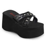 Negro 9 cm FUNN-29 Gticos Chanclas Mujer Plataforma