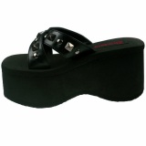 Negro 9 cm FUNN-29 Gticos Chanclas Mujer Plataforma