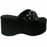 Negro 9 cm FUNN-29 Gticos Chanclas Mujer Plataforma