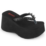 Negro 9 cm FUNN-35 pantuflas mujer de plataforma emo gothic