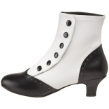 Negro Blanco 5 cm FLORA-1023 Botines Altos Mujer