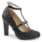 Negro Brillo 10 cm QUEEN-01 zapatos de saln tallas grandes