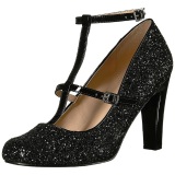 Negro Brillo 10 cm QUEEN-01 zapatos de saln tallas grandes