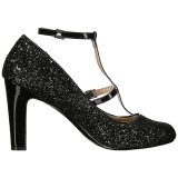 Negro Brillo 10 cm QUEEN-01 zapatos de saln tallas grandes