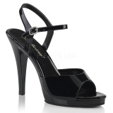 Negro Charol 12 cm FLAIR-409 Sandalias Femininas Planos