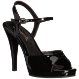 Negro Charol 12 cm FLAIR-409 Sandalias Femininas Planos