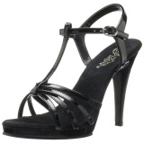 Negro Charol 12 cm FLAIR-420 Sandalias Femininas Planos